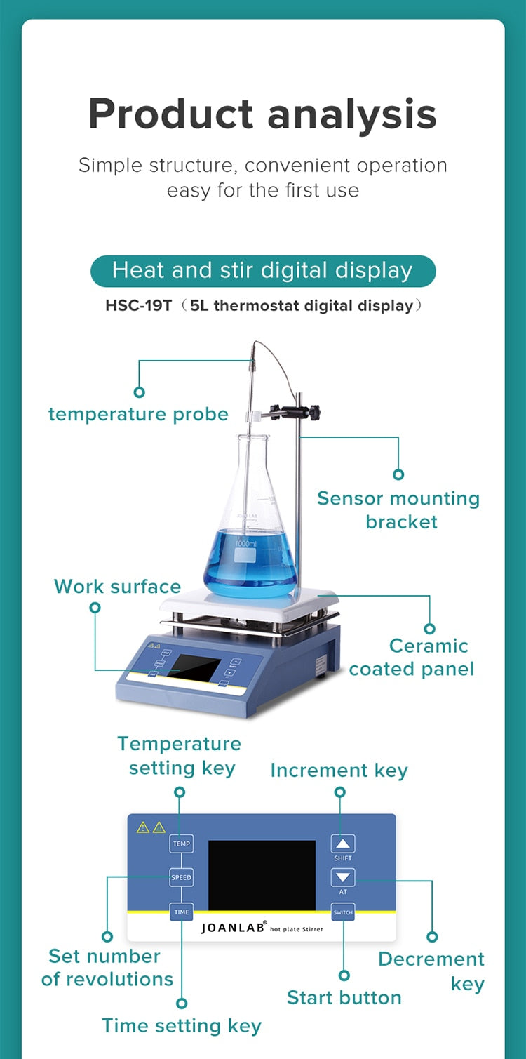 JOANLAB Heating Magnetic Stirrer Hot Plate Lab Stirrer - KiwisLove