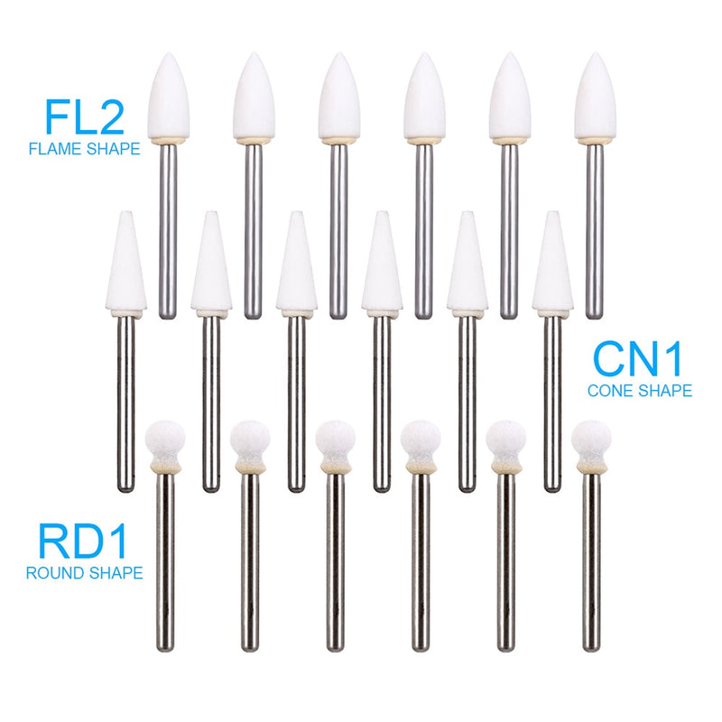 AZDENT 12pcs/pack Dental Flame Cone Round White Stone Polisher - KiwisLove