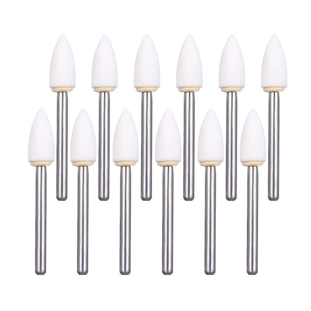 AZDENT 12pcs/pack Dental Flame Cone Round White Stone Polisher - KiwisLove