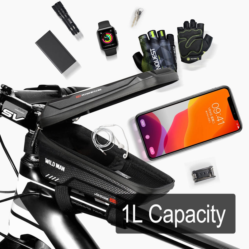 WILD MAN 2021 Bicycle Bag Frame Front Top Tube Cycling Bag Waterproof 6.5in Phone Case Touchscreen Bag MTB Pack Bike Accessories - KiwisLove