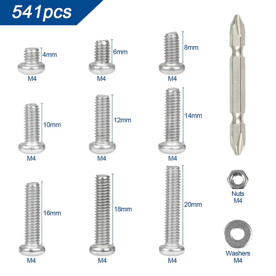 NINDEJIN Cross Recessed Round Head Screw Nut Washer Stainless Steel - KiwisLove