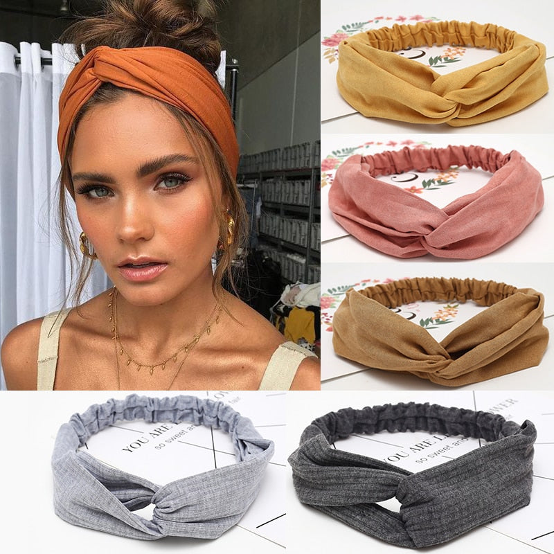 Headband Cross Top Knot Elastic Hair Bands - KiwisLove