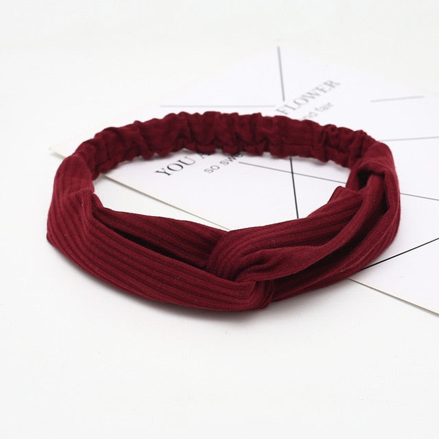 Headband Cross Top Knot Elastic Hair Bands - KiwisLove