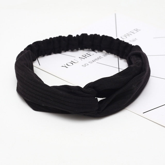 Headband Cross Top Knot Elastic Hair Bands - KiwisLove