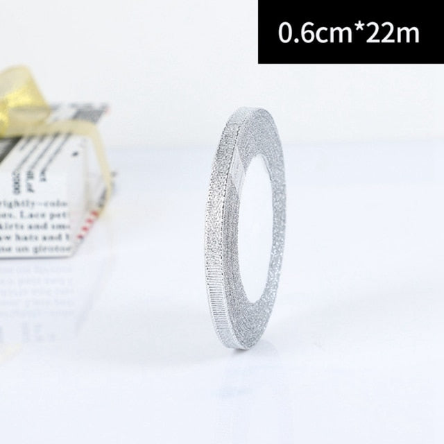 25Yards/Roll Wedding Gift Wrapping satin Ribbons Bow for Crafts DIY Gold onion Glitter Organza Ribbons Christmas Decoration Home - KiwisLove