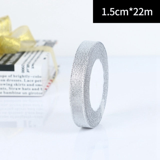 25Yards/Roll Wedding Gift Wrapping satin Ribbons Bow for Crafts DIY Gold onion Glitter Organza Ribbons Christmas Decoration Home - KiwisLove