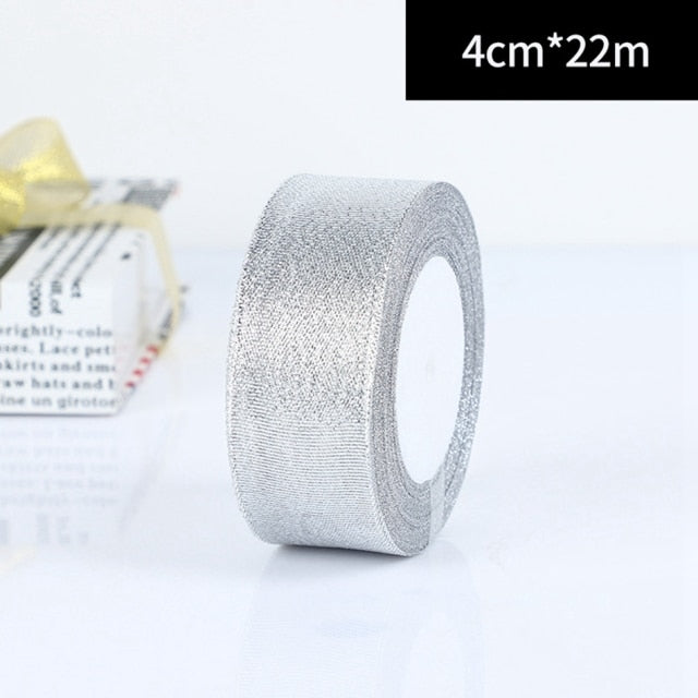 25Yards/Roll Wedding Gift Wrapping satin Ribbons Bow for Crafts DIY Gold onion Glitter Organza Ribbons Christmas Decoration Home - KiwisLove