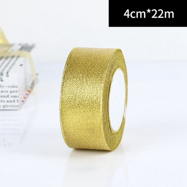 25Yards/Roll Wedding Gift Wrapping satin Ribbons Bow for Crafts DIY Gold onion Glitter Organza Ribbons Christmas Decoration Home - KiwisLove