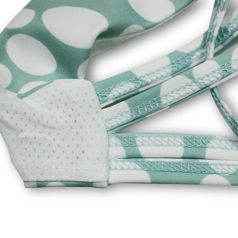 Women Yoga Set Dotted Tracksuit Gym Wear Running Tank Top Leggings Fitness Ensemble - KiwisLove