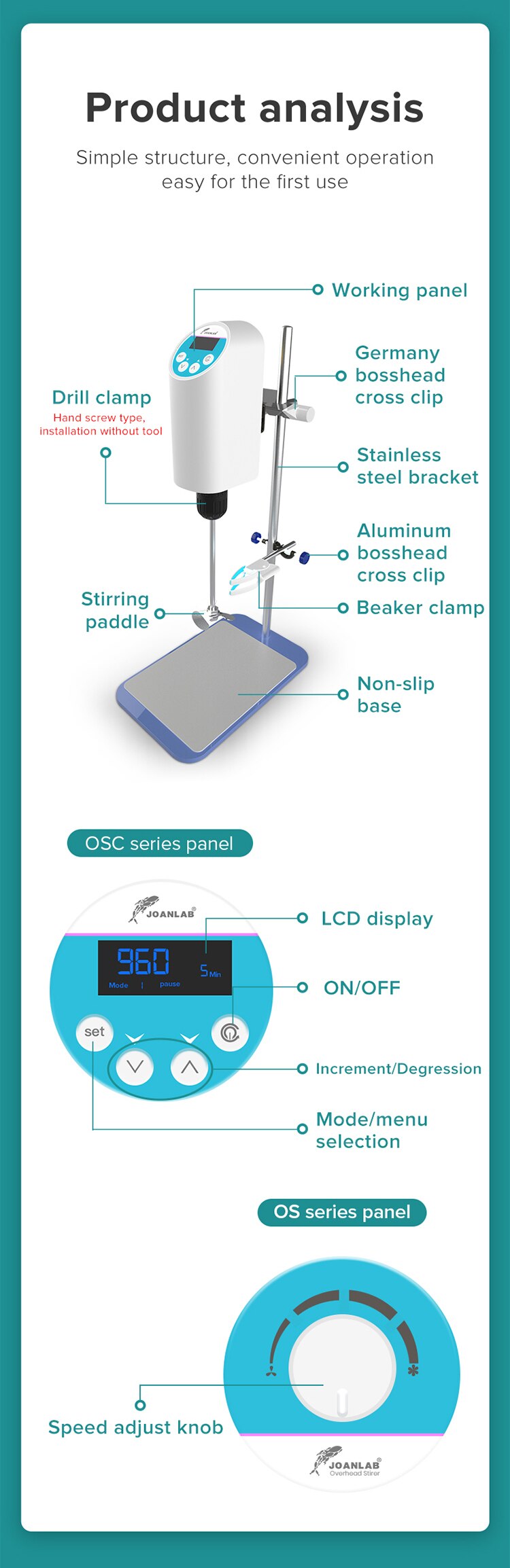 JOANLAB  Laboratory Stirrer Electric Stirrer Digital Display Overhead Stirrer - KiwisLove