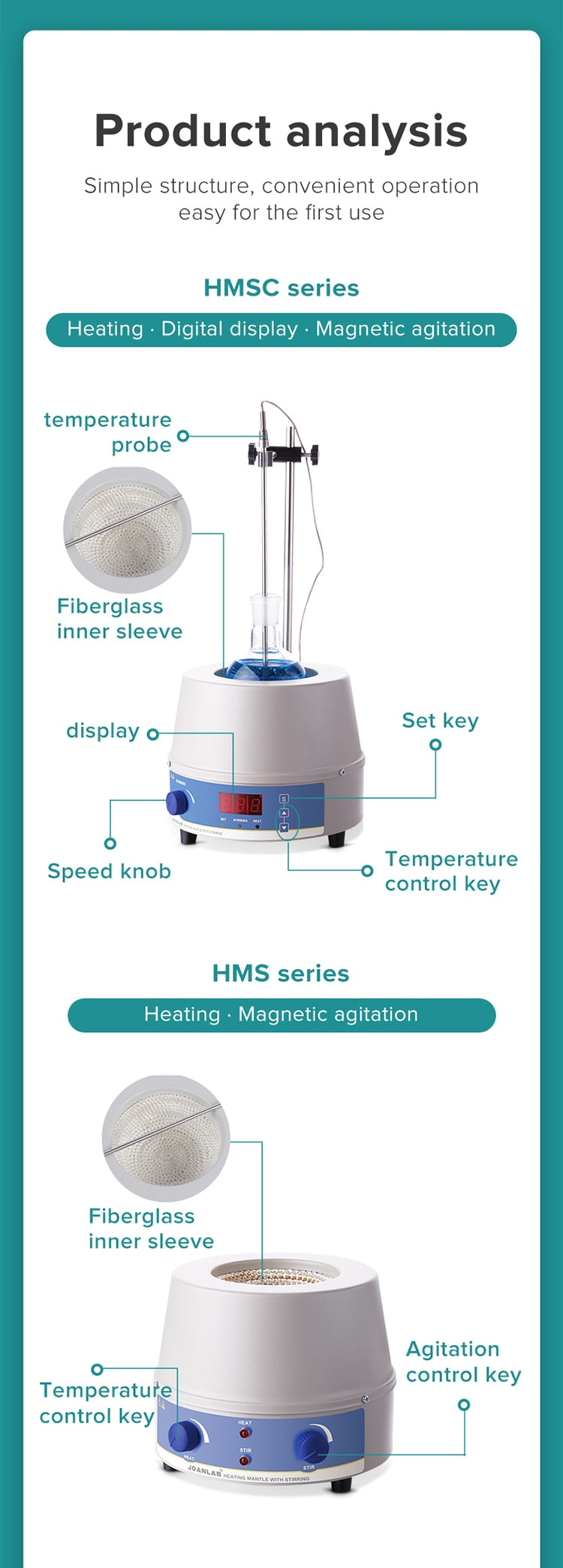 JOANLAB  1000ml Digital Electric Heating Mantle Magnetic Stirrer - KiwisLove