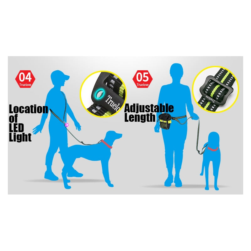 Truelove Pet Leash Hands Free Adjustable Nylon Dog  With Carabiner TLL2671 - KiwisLove