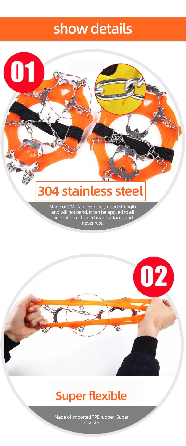 Climbing Anti-slip Crampons 19 Teeth Ice  Hiking Skiing Snowshoes Cover - KiwisLove