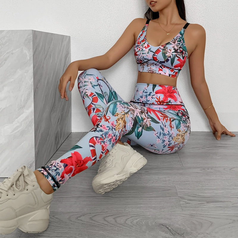 Women Yoga Suit Fitness Bra Pant Sport Sets Gym Wear Running Outfit Clothing Tracksuit - KiwisLove