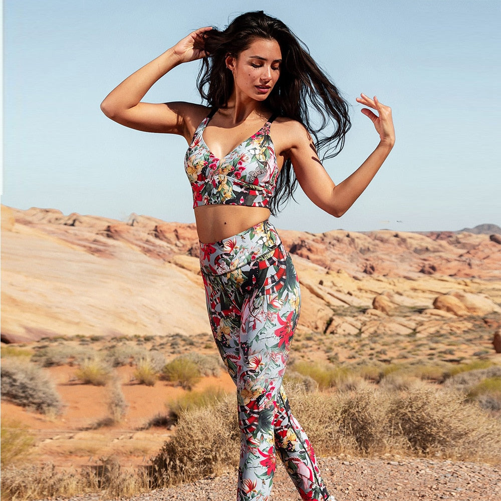 Women Yoga Suit Fitness Bra Pant Sport Sets Gym Wear Running Outfit Clothing Tracksuit - KiwisLove