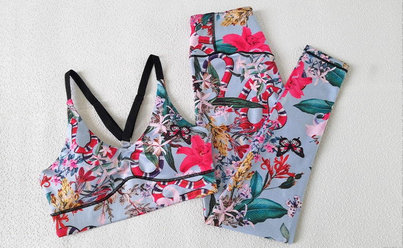 Women Yoga Suit Fitness Bra Pant Sport Sets Gym Wear Running Outfit Clothing Tracksuit - KiwisLove