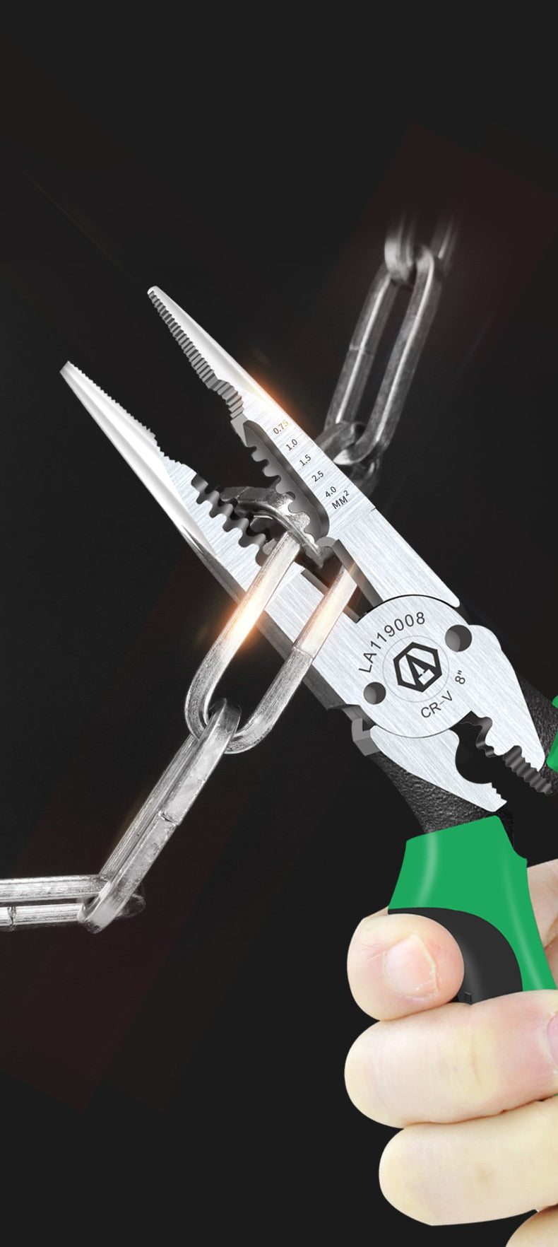 LAOA 8inch Needle Nose Pliers Wire Cutter Wire Stripper Crimping Electirc - KiwisLove