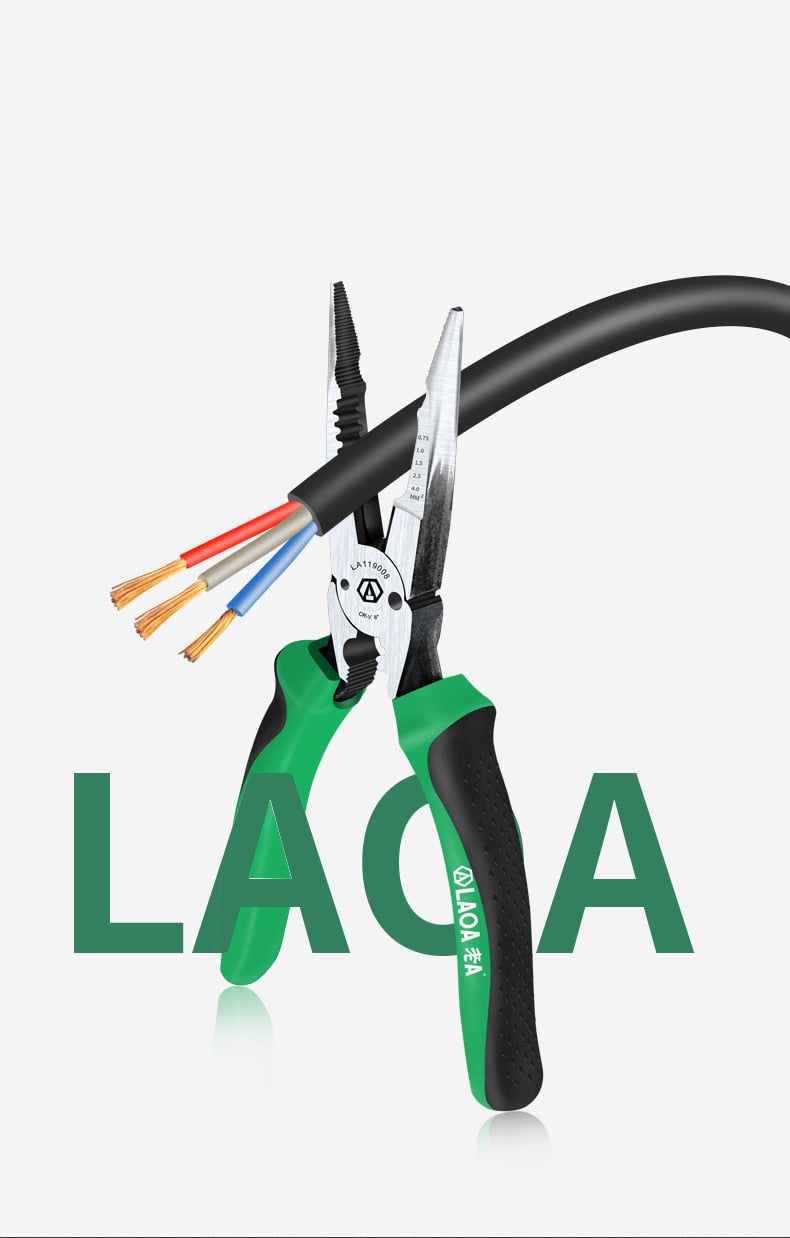 LAOA 8inch Needle Nose Pliers Wire Cutter Wire Stripper Crimping Electirc - KiwisLove