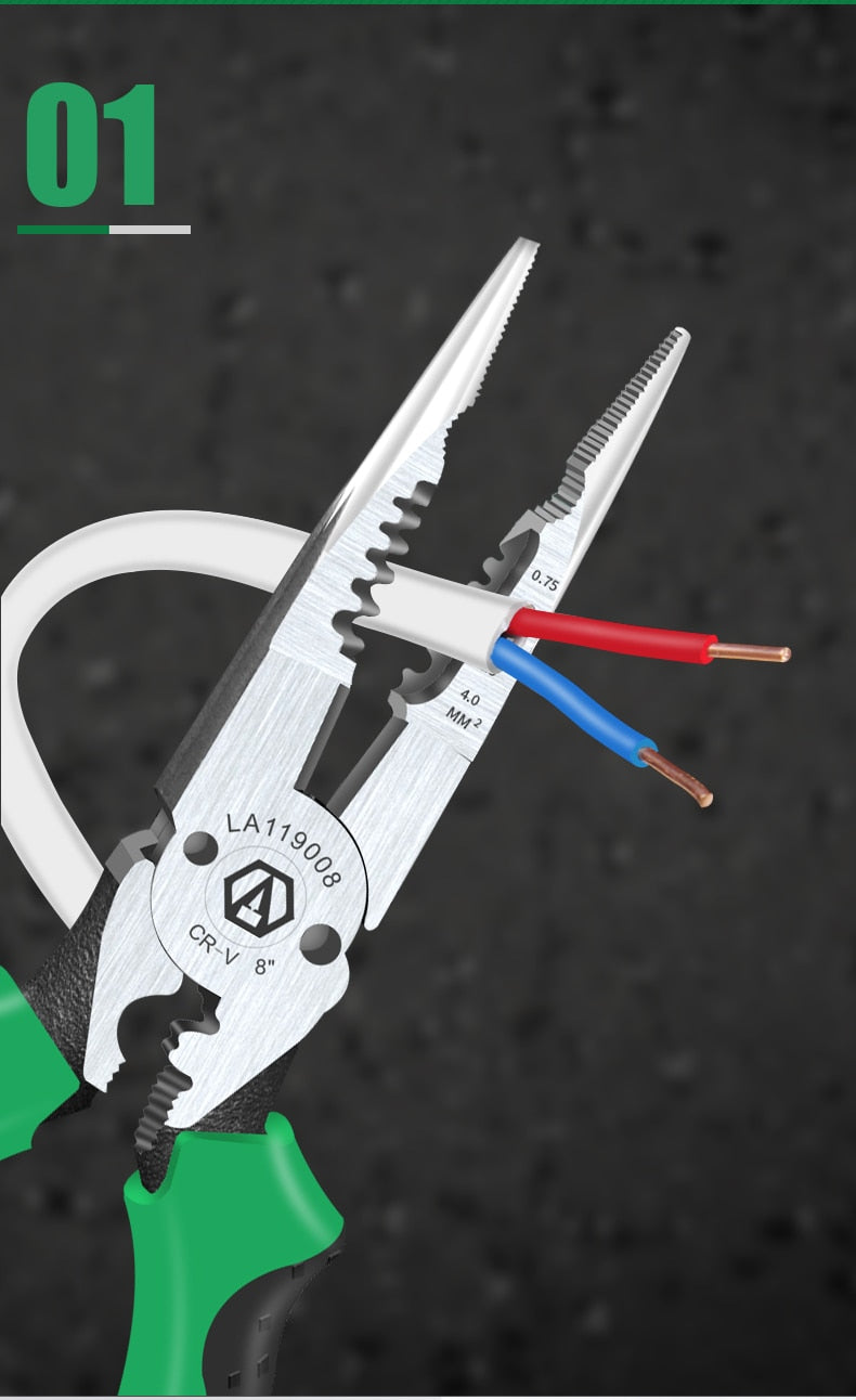 LAOA 8inch Needle Nose Pliers Wire Cutter Wire Stripper Crimping Electirc - KiwisLove