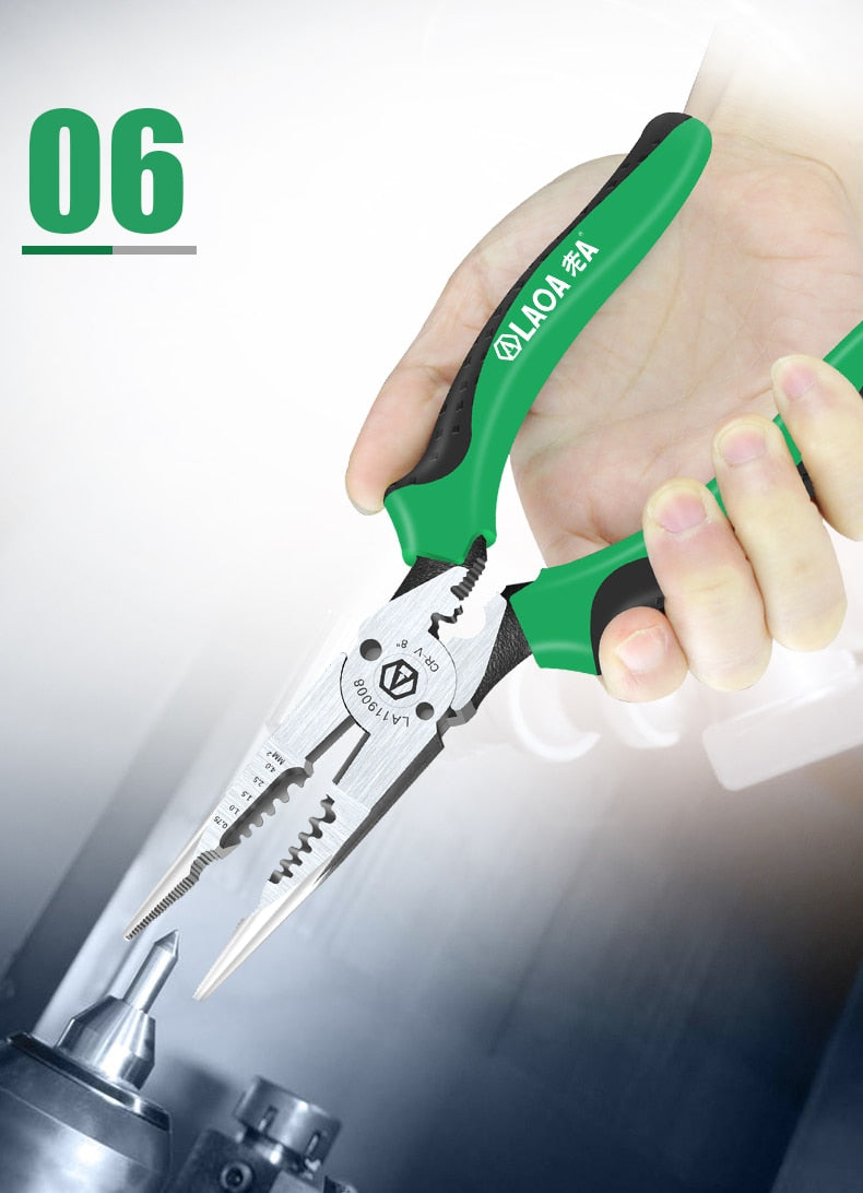 LAOA 8inch Needle Nose Pliers Wire Cutter Wire Stripper Crimping Electirc - KiwisLove