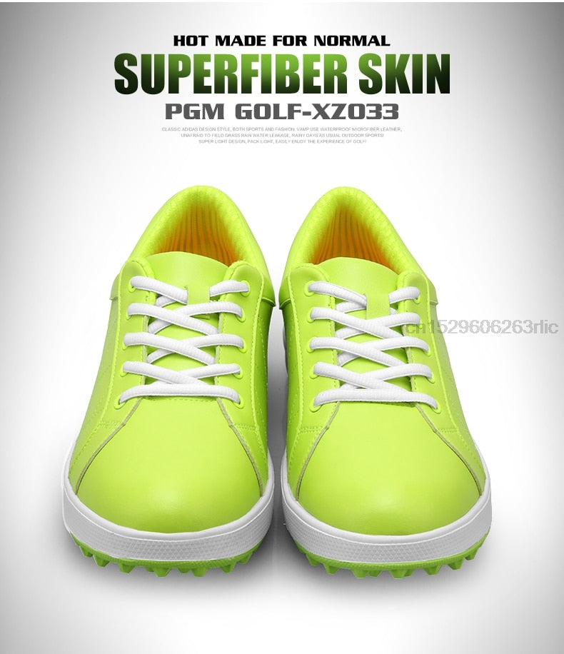 PGM Women Golf Shoes Breathable Microfiber Leather Waterproof Spikes Anti-slip - KiwisLove