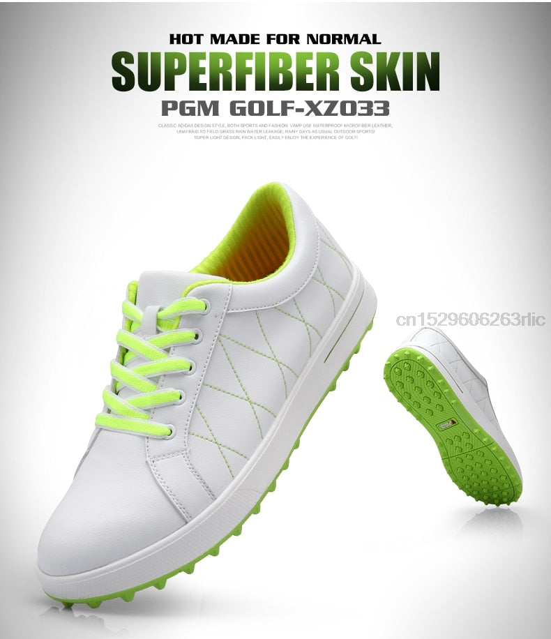 PGM Women Golf Shoes Breathable Microfiber Leather Waterproof Spikes Anti-slip - KiwisLove