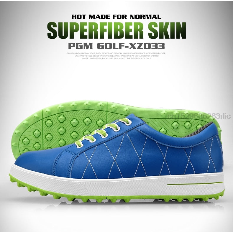 PGM Women Golf Shoes Breathable Microfiber Leather Waterproof Spikes Anti-slip - KiwisLove