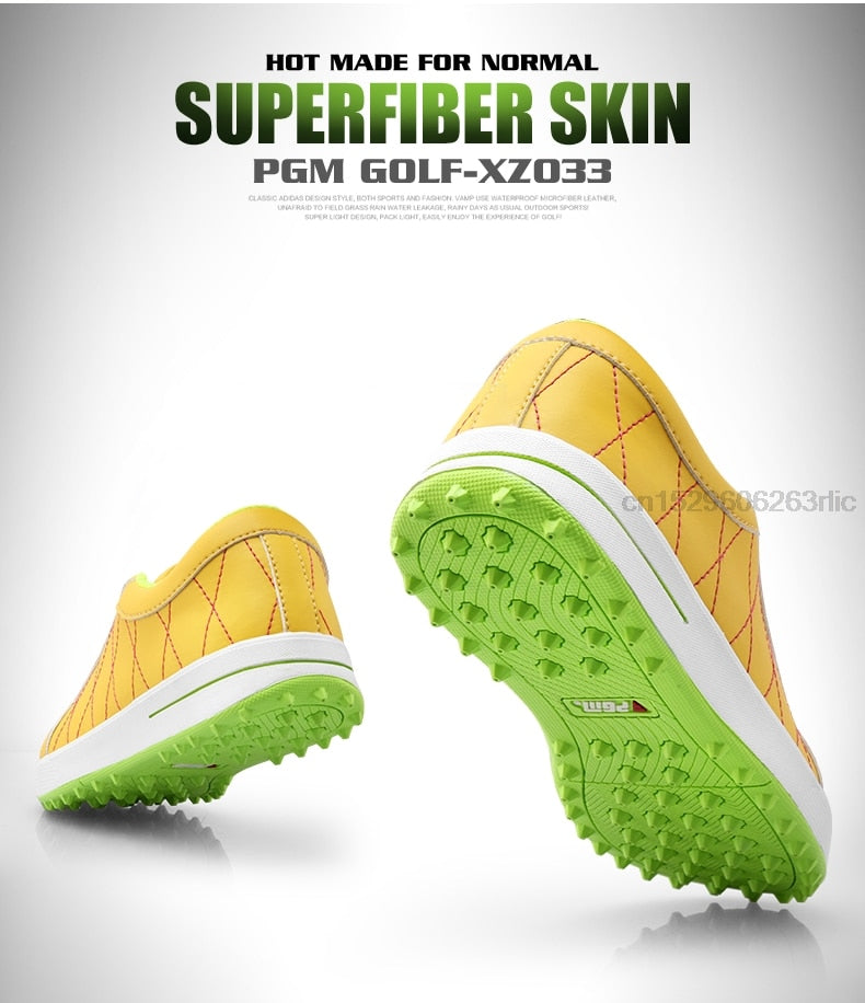 PGM Women Golf Shoes Breathable Microfiber Leather Waterproof Spikes Anti-slip - KiwisLove