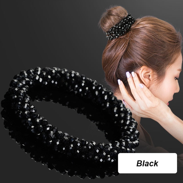 Rubber Band Temperament Beads Elastic Hair Tie Bands Bling Beads - KiwisLove
