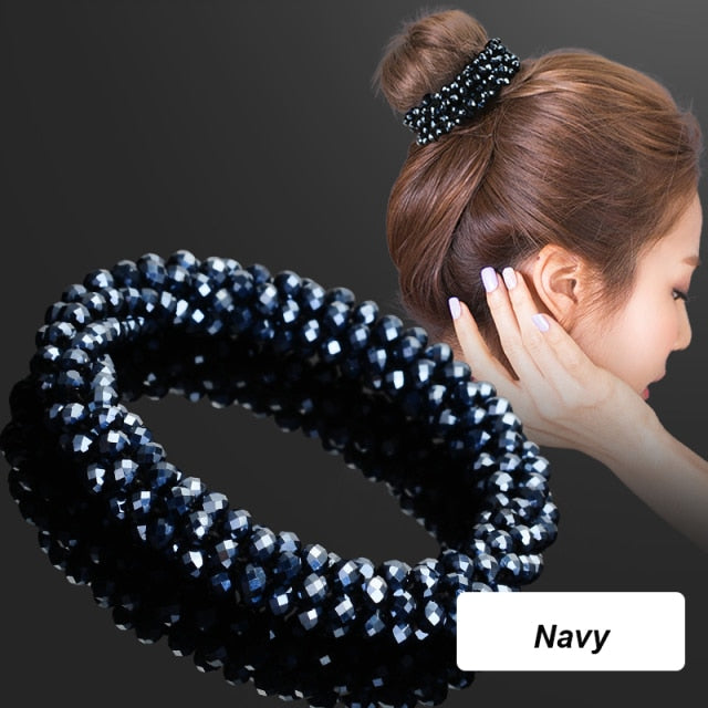 Rubber Band Temperament Beads Elastic Hair Tie Bands Bling Beads - KiwisLove