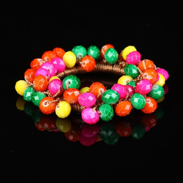 Rubber Band Temperament Beads Elastic Hair Tie Bands Bling Beads - KiwisLove