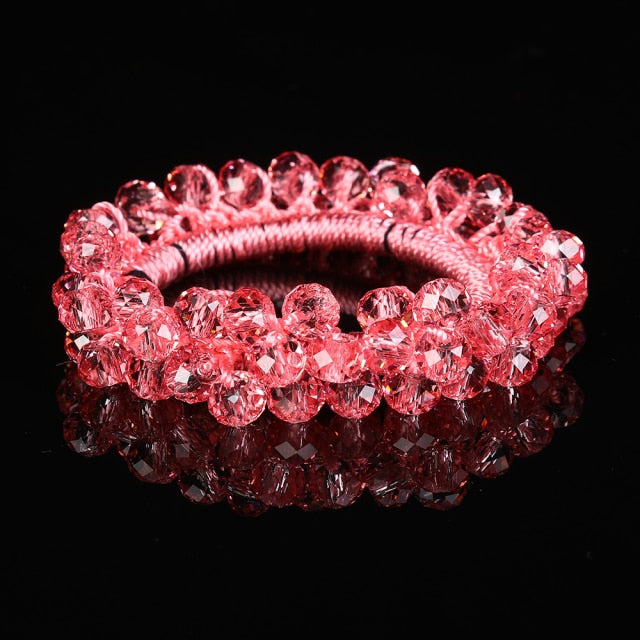 Rubber Band Temperament Beads Elastic Hair Tie Bands Bling Beads - KiwisLove
