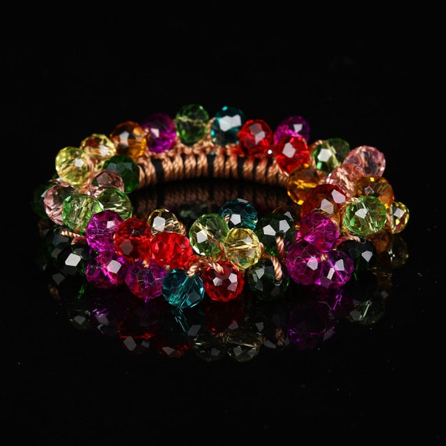 Rubber Band Temperament Beads Elastic Hair Tie Bands Bling Beads - KiwisLove