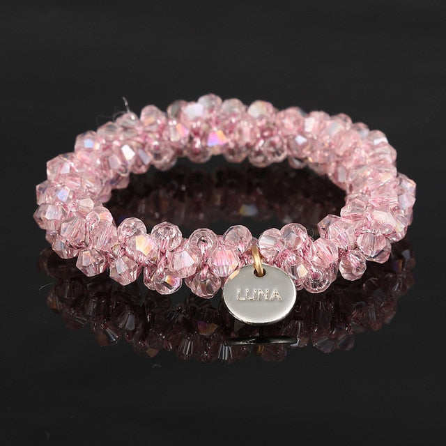 Rubber Band Temperament Beads Elastic Hair Tie Bands Bling Beads - KiwisLove