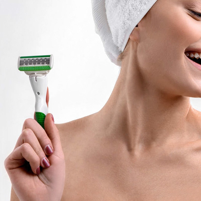 QShave Women Bikini Leg Hair Removal Razor + 6 Pcs X5 Blade - KiwisLove