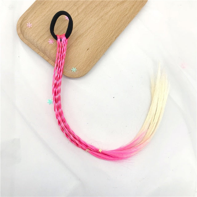 Girls Colorful Wigs Ponytail Hair Ornament Headbands Rubber Bands - KiwisLove