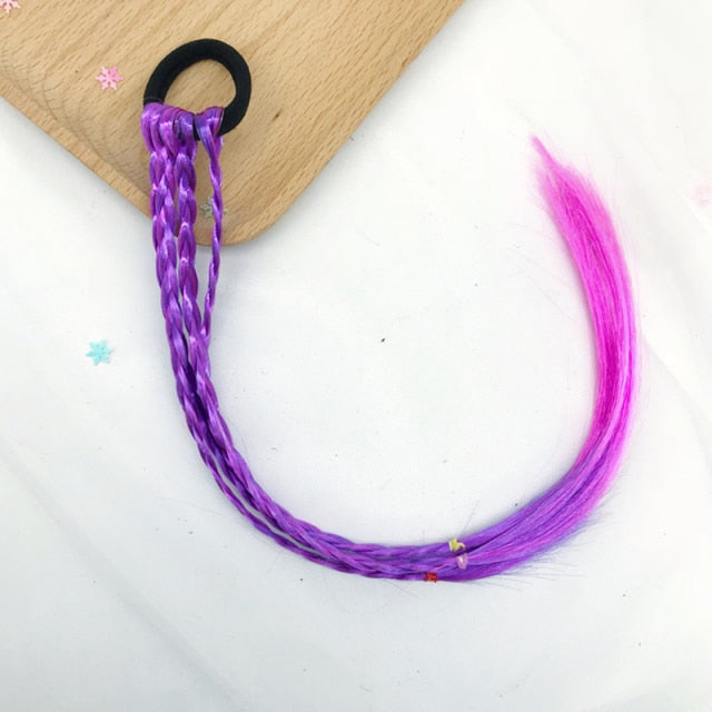 Girls Colorful Wigs Ponytail Hair Ornament Headbands Rubber Bands - KiwisLove