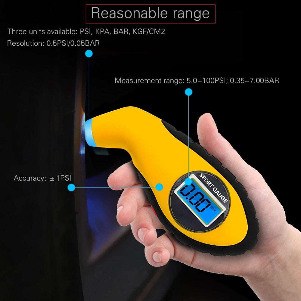 Car Tire Pressure Gauge Meter  Digital LCD  Manometer Barometer Tester - KiwisLove