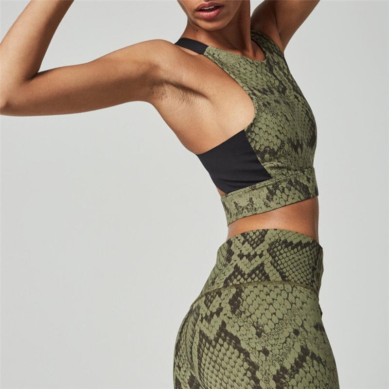 Size-S Women Yoga set Print Fitness Sports Bra Legging High Waist Outfit Gym Running Clothing - KiwisLove