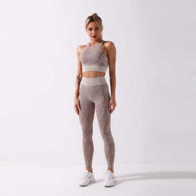 Women Yoga Set Gym Wear Suit Sports Bra Pants Seamless Legging Fitness Outfits Running - KiwisLove