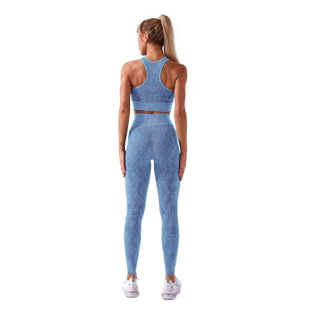 Women Yoga Set Gym Wear Suit Sports Bra Pants Seamless Legging Fitness Outfits Running - KiwisLove