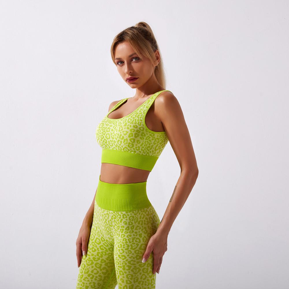 Leopard Women Yoga Set Gym  Sports Bras Pants Seamless Legging Fitness Running - KiwisLove