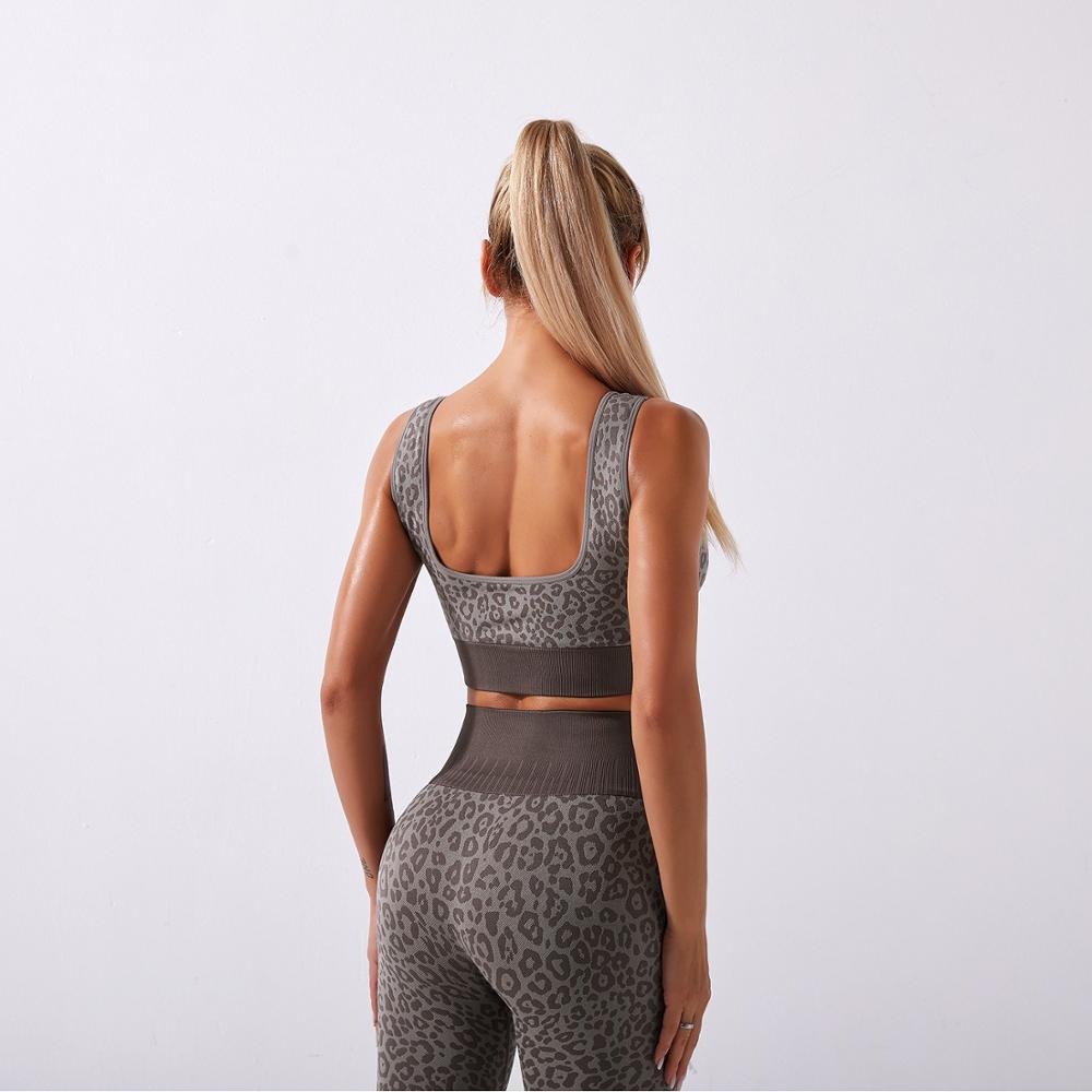 Leopard Women Yoga Set Gym  Sports Bras Pants Seamless Legging Fitness Running - KiwisLove