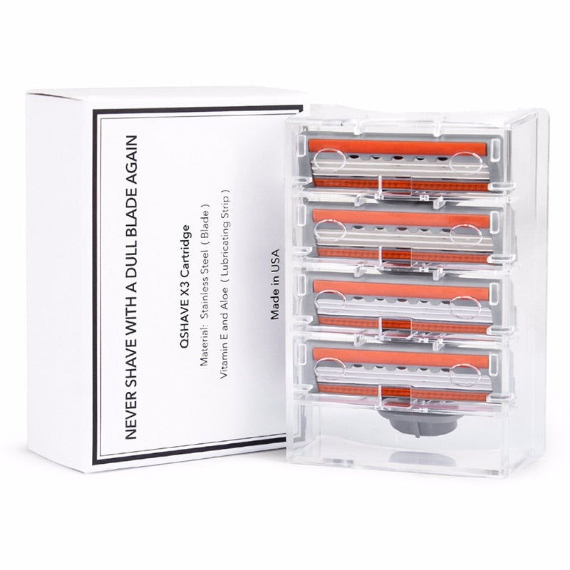 QShave Orange Series 3 Layer Razor Blade Refill Men Manual Shaving X3 Blade - KiwisLove