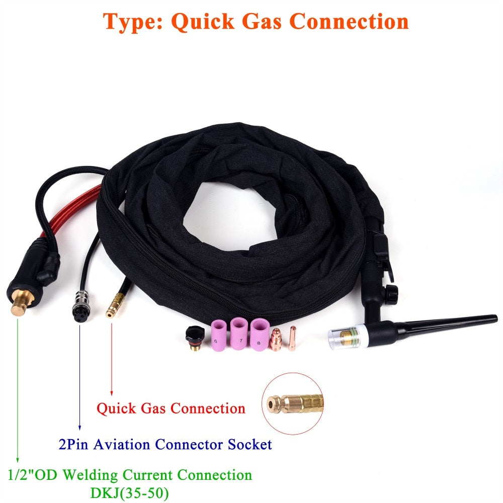 WP17 WP17FV WP17F TIG Welding Torch Gas-Electric Integrated Hose 4M - KiwisLove