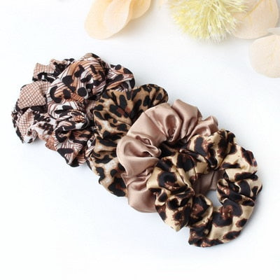 5 Pcs Hair Scrunchies Set Fashion Simple Basic Elastic Hair Bands Ponytail Holder Dot Stripe Scrunchie Hair Tie For Girl Women - KiwisLove