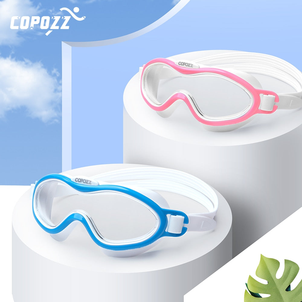 COPOZZ Kids Boy Girl Swim Goggles Anti Fog Big Frame Eyewear Waterproof - KiwisLove