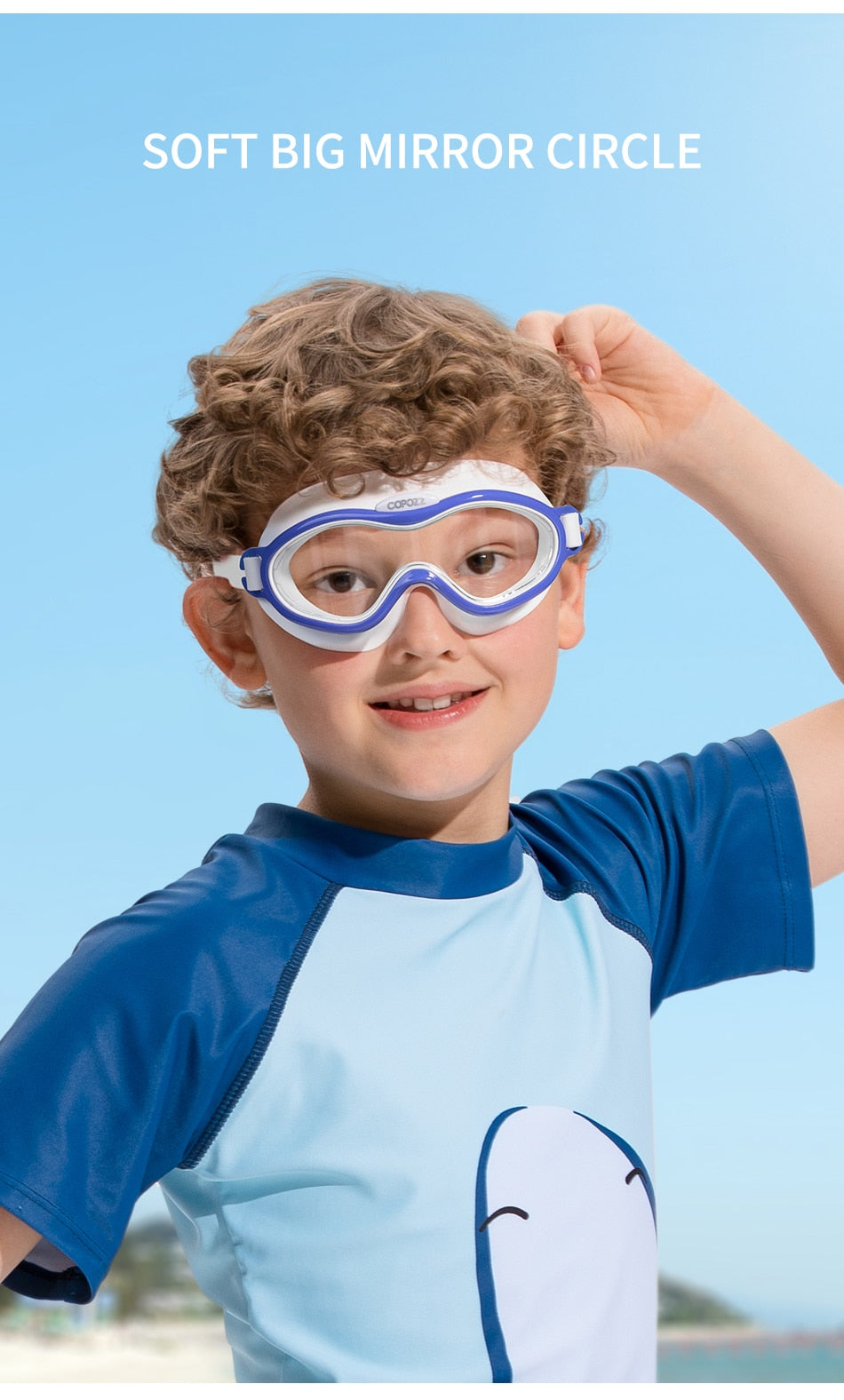 COPOZZ Kids Boy Girl Swim Goggles Anti Fog Big Frame Eyewear Waterproof - KiwisLove