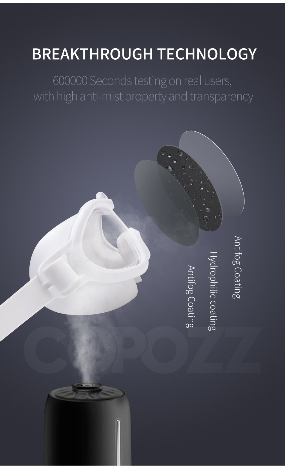 COPOZZ Kids Boy Girl Swim Goggles Anti Fog Big Frame Eyewear Waterproof - KiwisLove