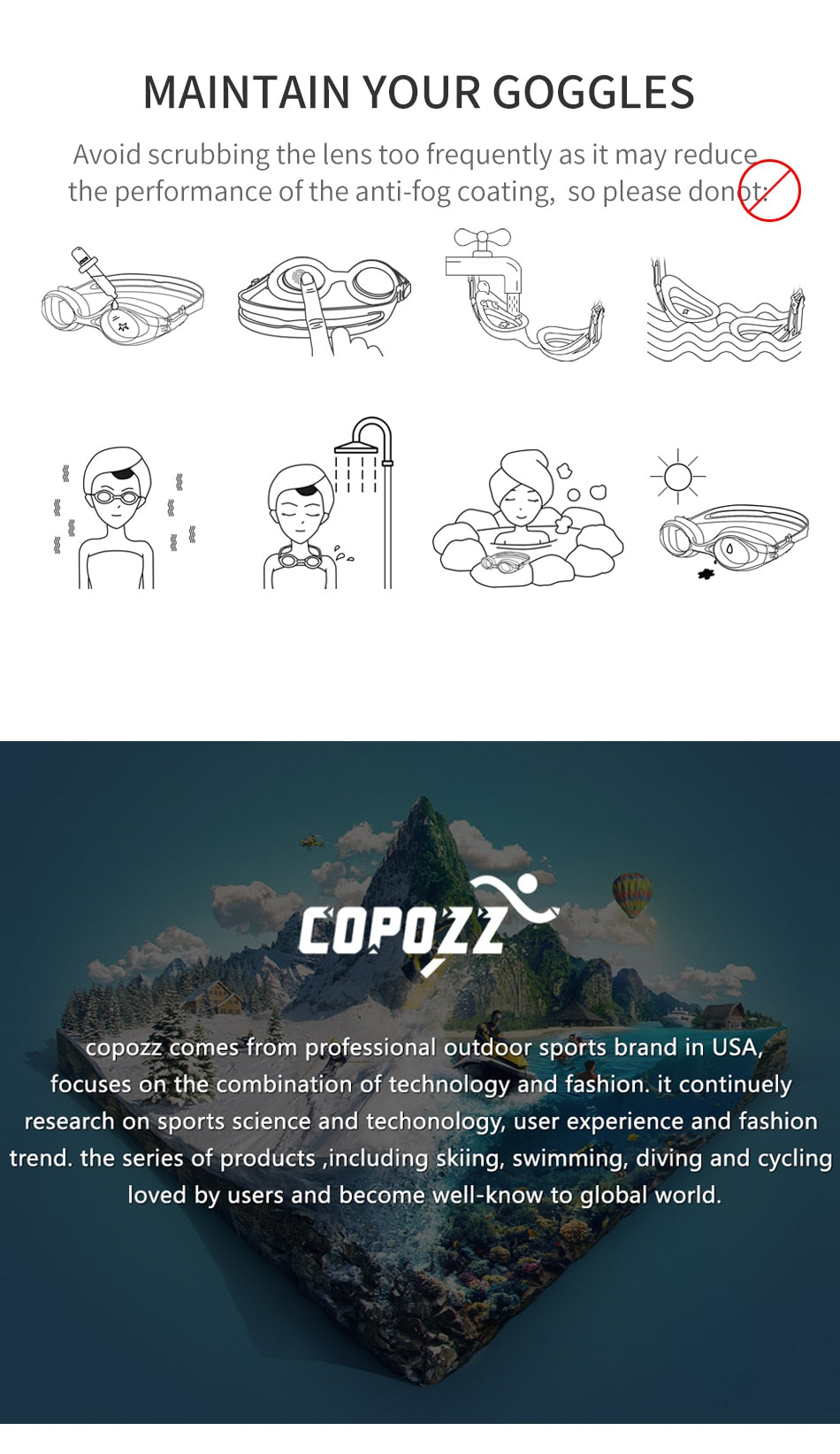 COPOZZ Kids Boy Girl Swim Goggles Anti Fog Big Frame Eyewear Waterproof - KiwisLove